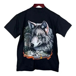 Vintage 90s Grey Wolf Nature T-Shirt Women’s Size Large American Thunder